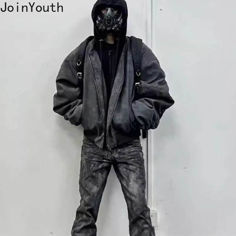 Women Harajuku Jackets Two Y2k Tops Streetwear BF Leather Outwear Casual Fashion PU Bomber Coat Jackets For Women 250322