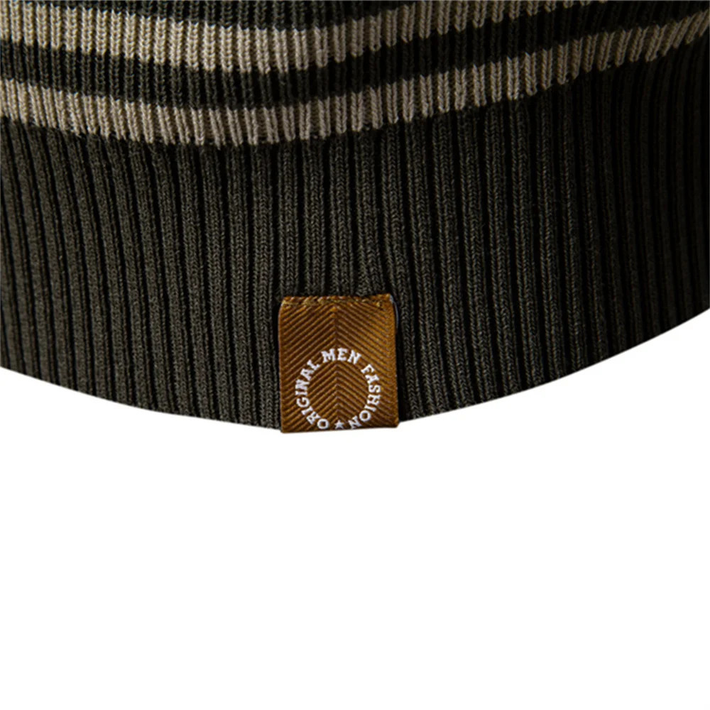 AIOPESON 2025 Mens Contrast Striped Polo Shirt Lightweight VNeck Knit Top with Breathable Textured Panels 250311