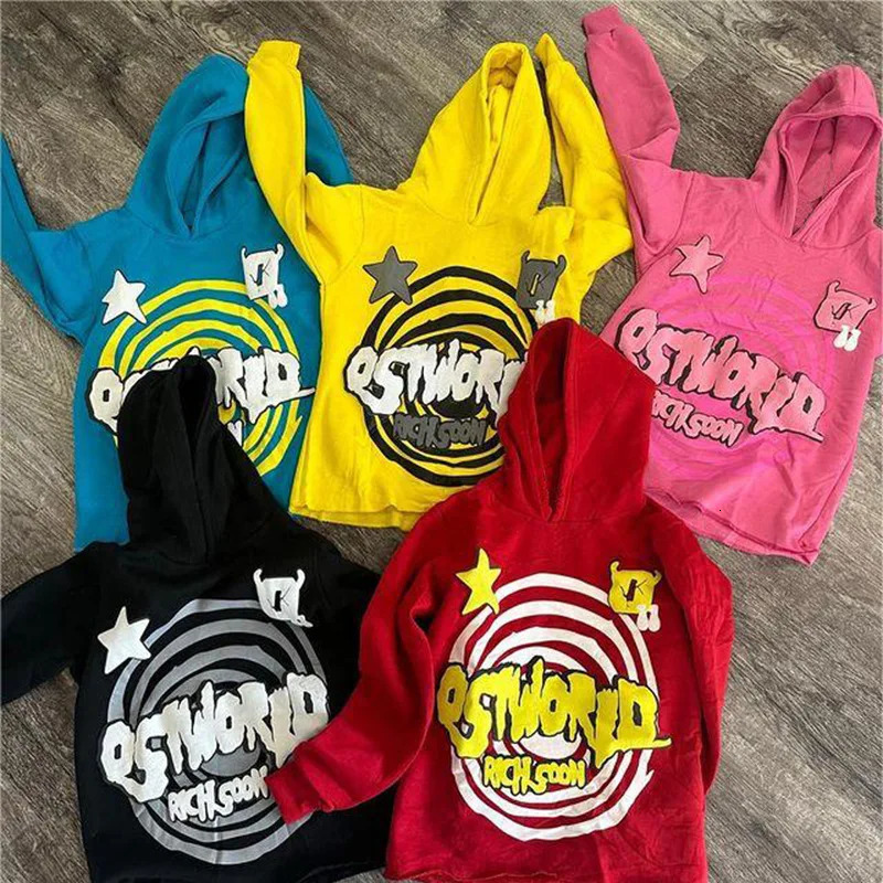 Harajuku jacket anime printed mens hooded sweater oversized long sleeved zipper top casual 250318