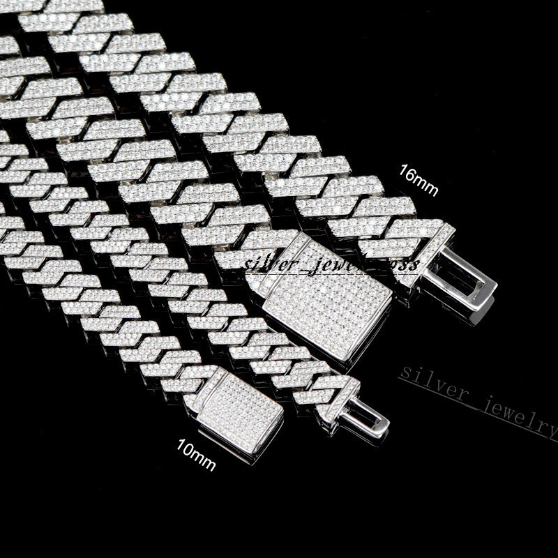 Selling 925 Sterling Silver Hip Hop Jewelry Pass Diamond Tester 16mm Cuban Link Chain