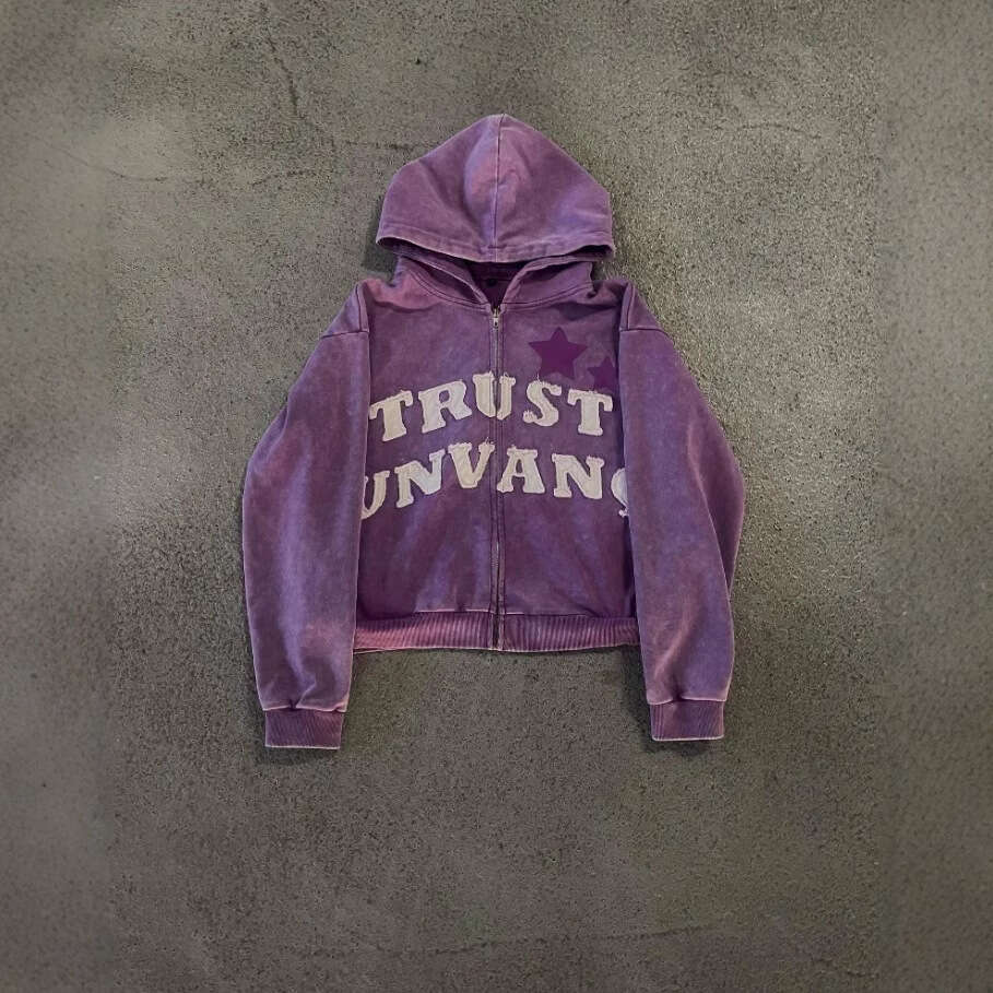 Fashion Letter Splicing Embroidered Zipper Men's and Women's American Couple's Loose Hoodie gift for man