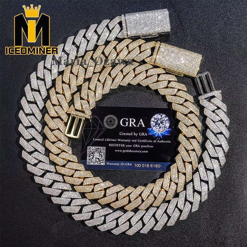 New Arrive 15Mm/20Mm Iced Out Hip Hop Jewelry 20Mm 4 Rows Moissanite S Sier Cuban K Chain Necklaces