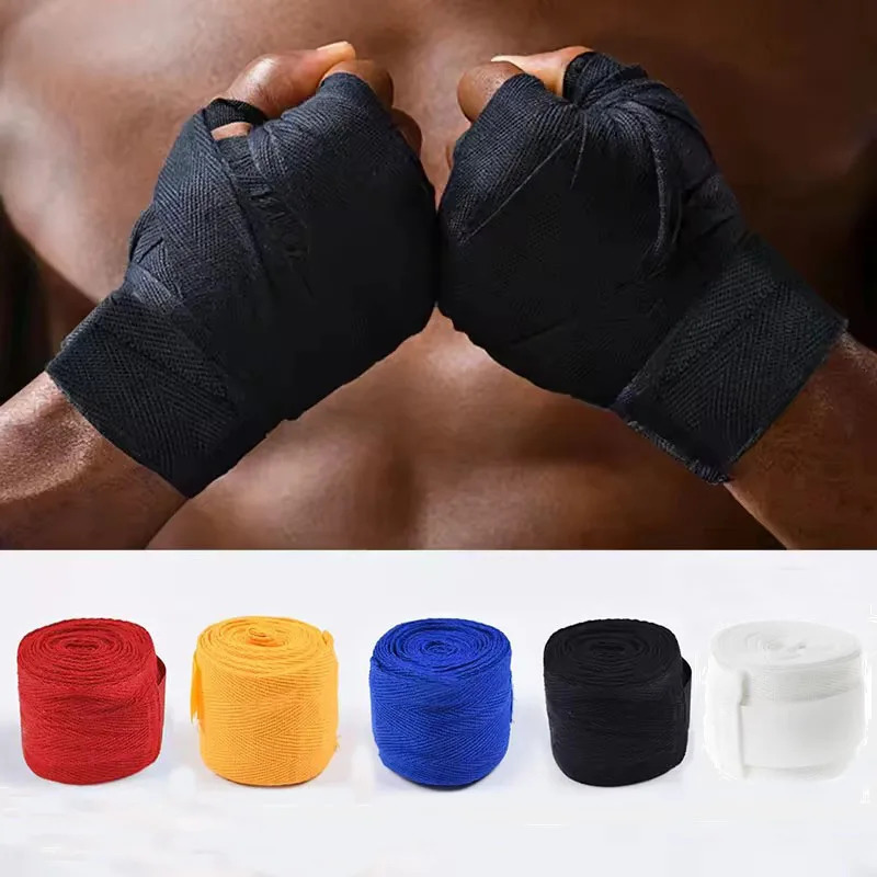 2 Elastic Boxing Bandages 1.52.535M Cotton Sports Belt Sanda Kickboxing MMA Hand Gloves Boxing Sports Bandages 250325