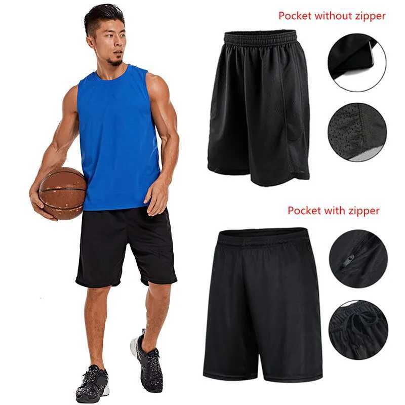 Mens basketball running cycling sports shorts fitness boys soccer shorts outdoor yoga gym training black zipper pocket W250324