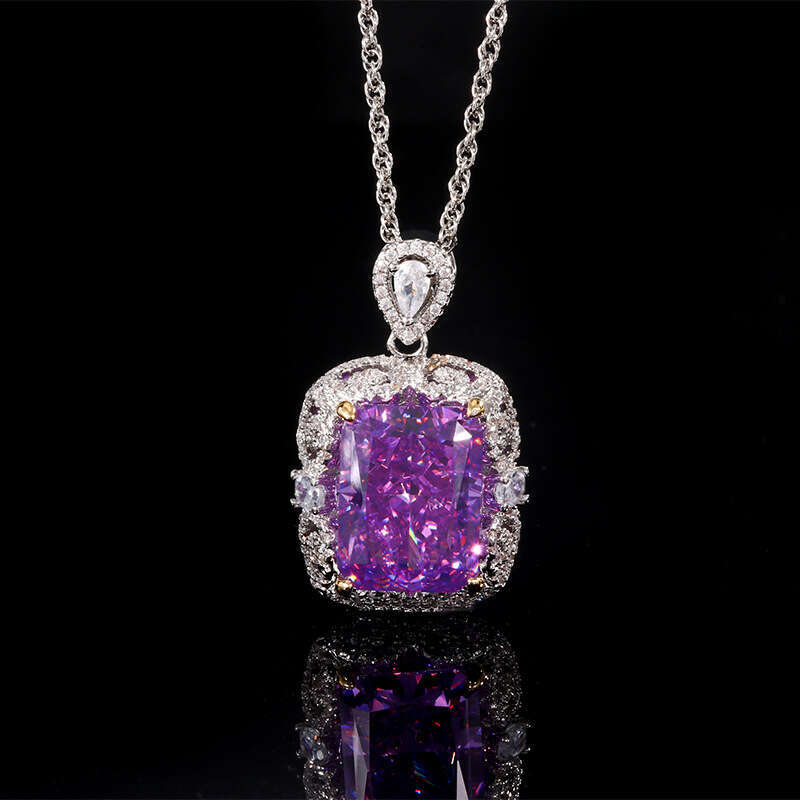 2024 New Zhuangsheng Jewelry High Carbon Dia Ice wer Cut Copper Set Light Pendant Main Stone 12 * 16