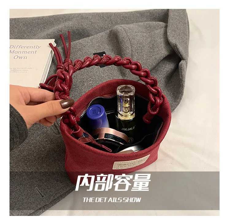 Luxury Designer Faux Suede Womens Handbag Retro Crossbody Bag Bucket Tote Y250324