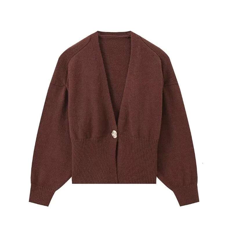 Fashion Elegant Solid Color V-Neck Long Sleeve Cardigan New Autumn Winter Comfortable Casual Knitted Sweater Jackets
