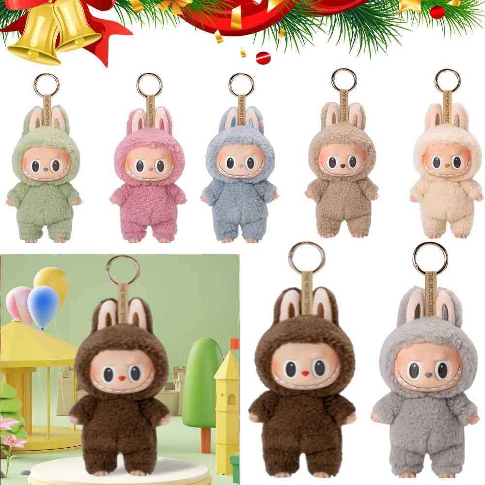 Cute Labubu plush doll keychain monster box toy new vinyl doll Kawaii backpack pendant decoration and protection box giftT250325
