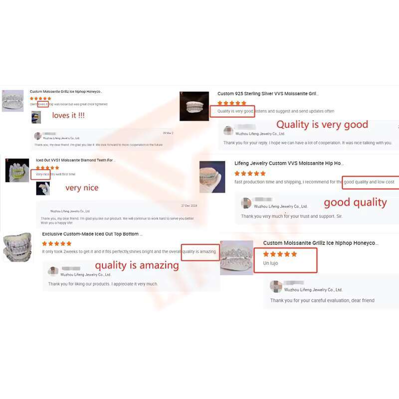 10 Top 10 Bottom Customizable Rose Gold Plated Iced Out Moissanite Grillz Hip Hop Jewelry Set With Perm Cut Moissanite for Teeth