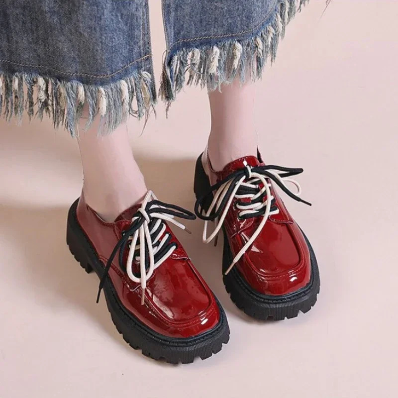 Women Shoes Autumn Round Toe Black Flats Loafers With Fur Casual Female Sneakers Ladies Footwear Oxfords Clogs Platform Fall Cr 250317