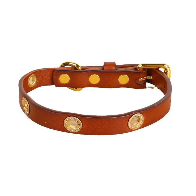 Premium Leather Pet Collars for Medium & Large Canines - Comfortable Head Layer Design