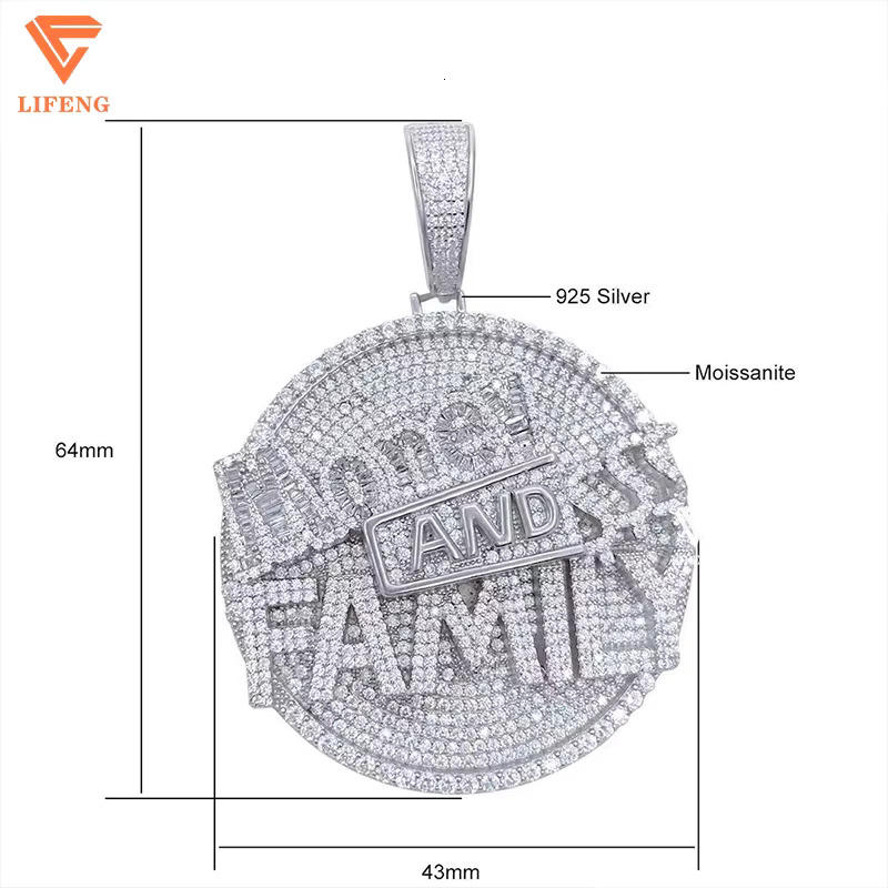 New Custom Luxury Iced Out VVS Moissanite 925 Sterling Silver Pendant 3 Inches Letter Hip Hop Fine Jewelry Pendant Charm for Men