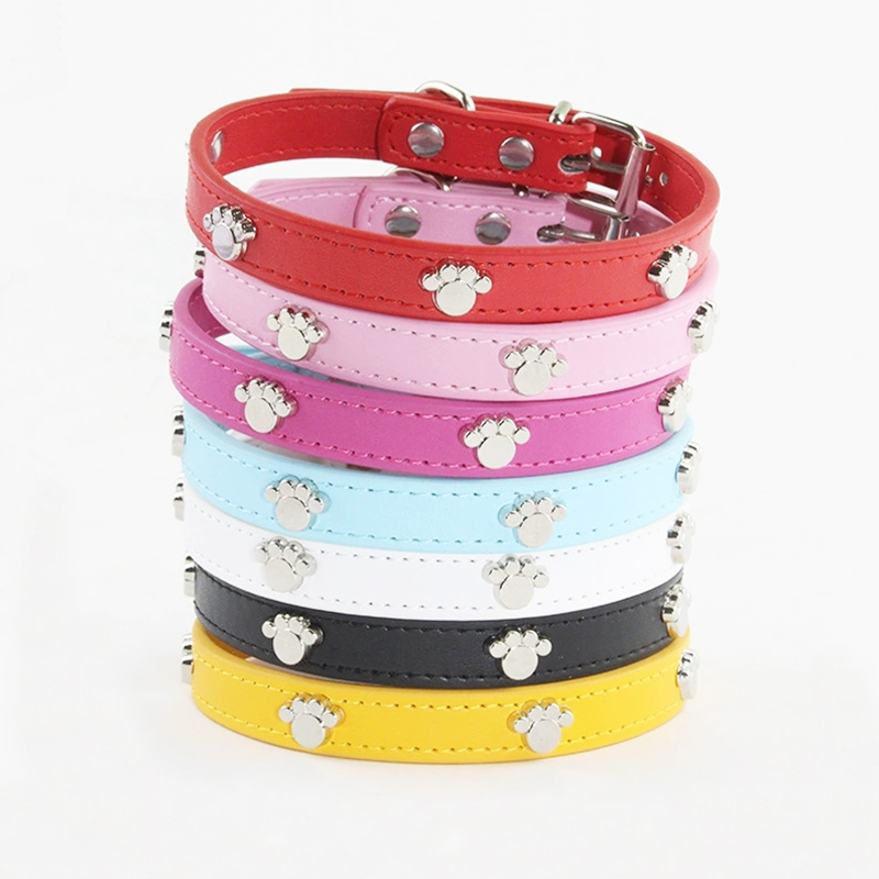 Cat Collar Pet Foot Shape Collar Pet Necklacce Soft PU Stretch Pet Kitten Collars Adjustable