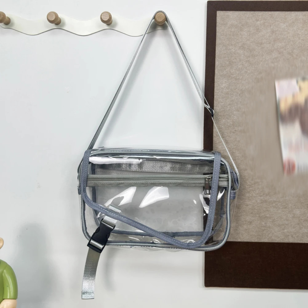 PVC Clear Crossbody Bag Trendy Sling Bag Large Capacity Outdoor Travel Bag Adjustable Strap for Concerts Sports Festivals 250324