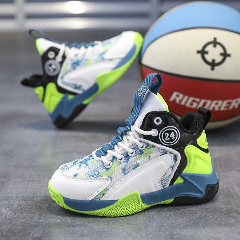 Hot selling childrens basketball shoes spring soft childrens mesh lace sports shoes fashionable anti slip outdoor fitness shoes W250324