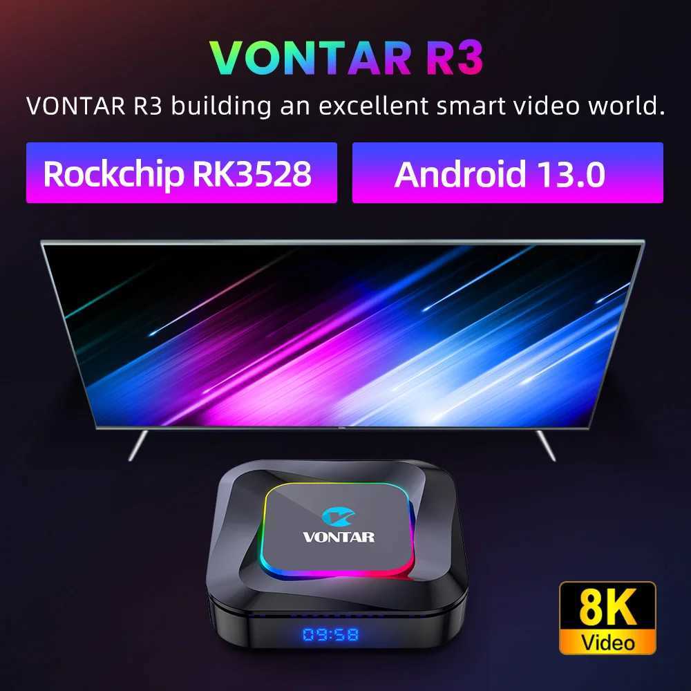 VONTAR R3 TV box Android 13 Rockchip RK3528 quad core Cortex A53 supports 8K video BT Wifi6 Google voice media player set-top box X250325