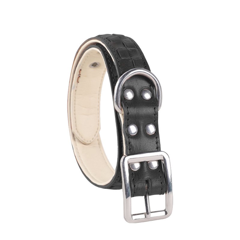 New customized fashion dog collar pet dog head layer cowhide sturdy and durable soft does not hurt the hair