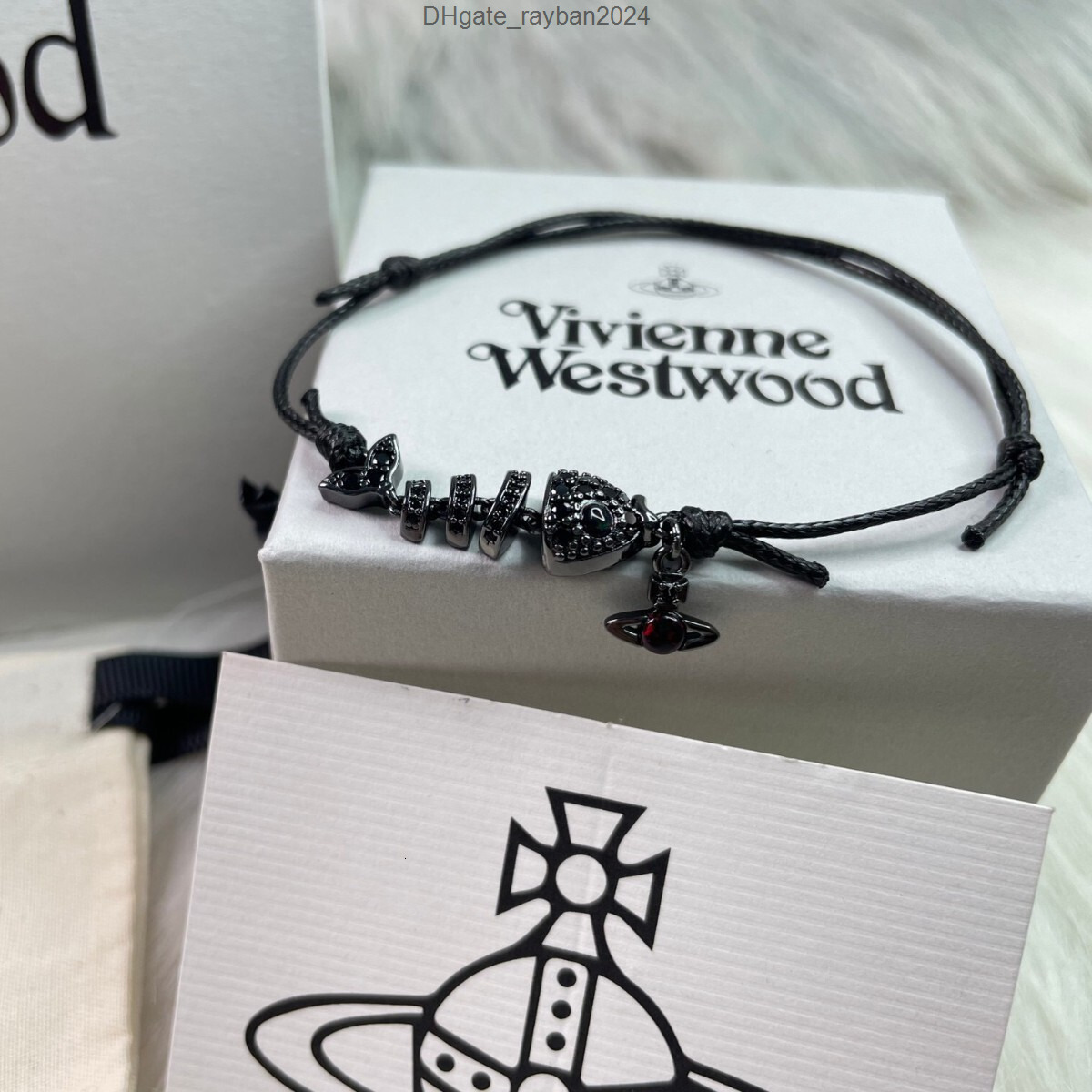 Designer viviennenliess Westwood Neclace Jewelry 2024 New Empress Dowager Opal Stone Lucky Fish Bone Weaving Hand Rope Unisex Personalized Design Bracelet E42O