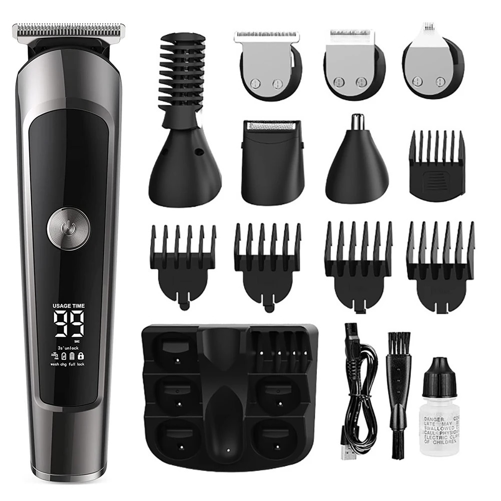 Surker 6 In 1 Multifunctional Hair Electric Trimmer Mens Facial Body Shaver Waterproof Hair Clipper USB Machine FK8788 250325