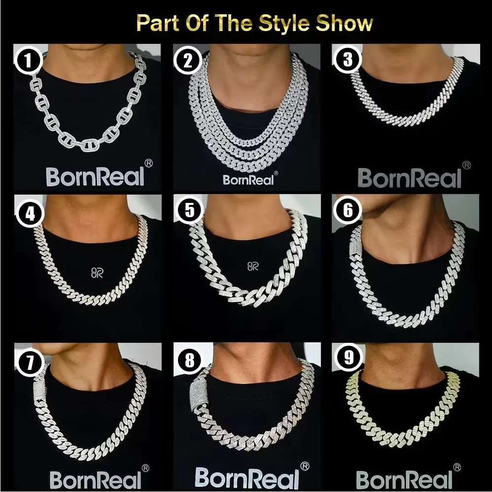 Factory Price Wholesale 8MM 10MM 12MM 14MM Moissanite Cuban Chain Bracelet Pass Diamond Tester 925 Silver Cuban Link Necklace