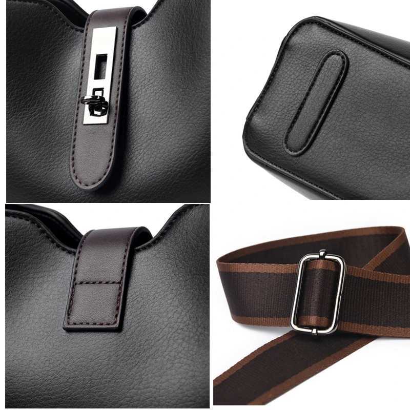 High quality oil wax leather bucket bag 2024 womens handbag large capacity shoulder bag fashionable lock grip cross body bag handbag Z250324