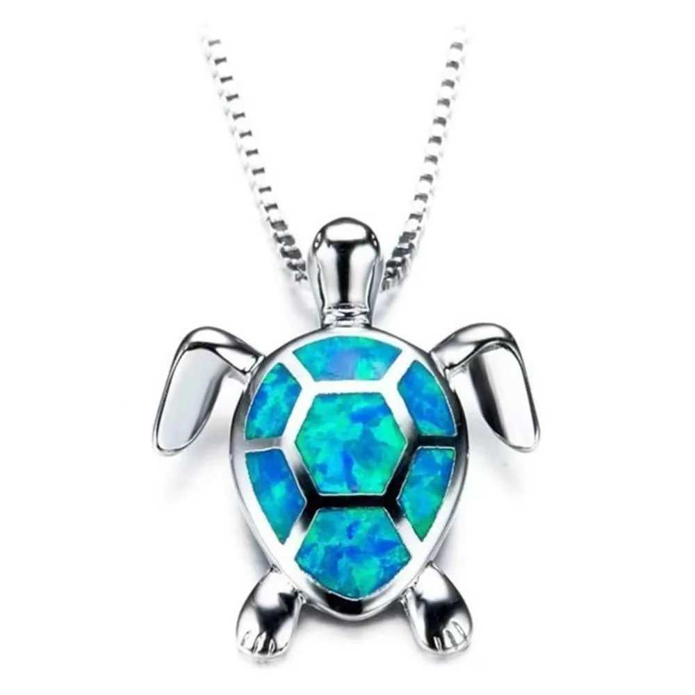 Interesting Steel Jewelry Turtle Animal Pendant for Women Blue Crystal Wedding Jewelry Charm Necklace for Women Necklace Accessories W250325