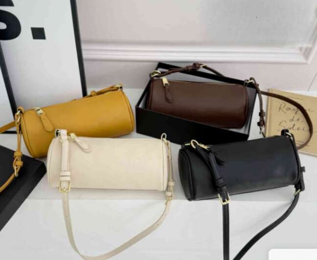 Wholesale of new trendy women's bags with cylindrical bags, single shoulder crossbody bags, top layer cowhide pen holder bags