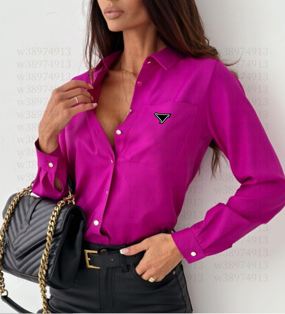 women shirt designer blouse womens Long sleeve fashion solid color letter print graphic shirts casual simple short atmospheric cardigan buttons coat