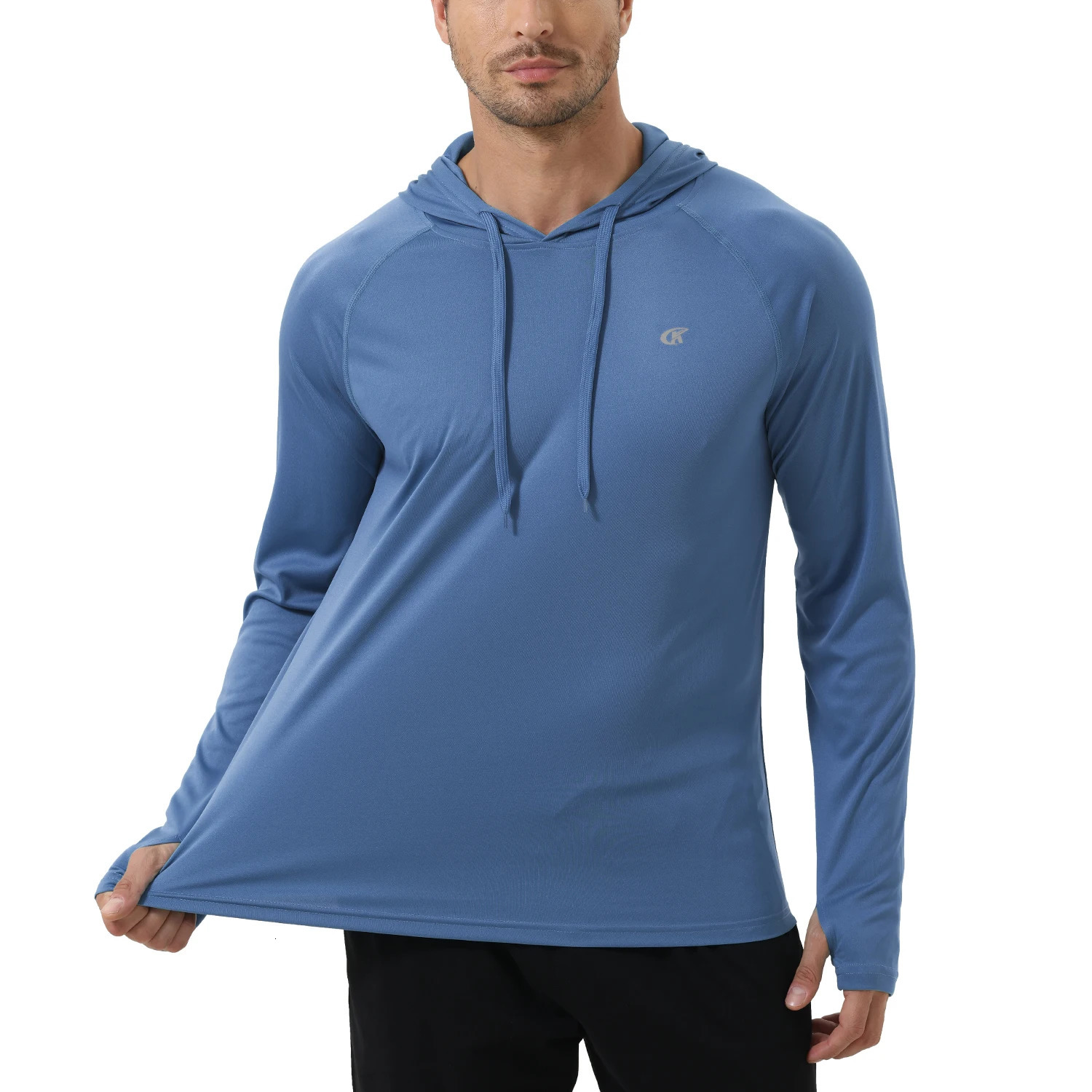 Summer mens long sleeved UPF 50hoodie Rash Guard Quick Dry lightweight Tshirt suitable for outdoor jogging Pullover 250324