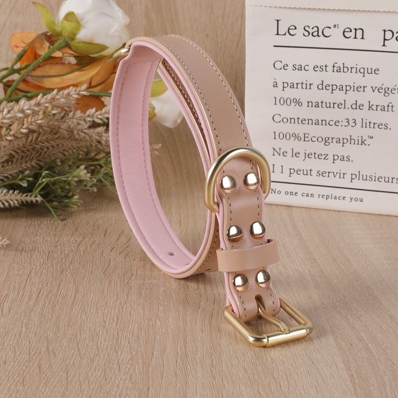 Customizable Hypoallergenic Canine PU Collar - Dual Color Design with Soft Microfiber Fabric