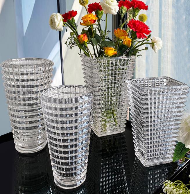 Light and Luxurious Crystal Glass Vases Transparent Decorative Decorations Flower Arrangement Water Culture and Flowers