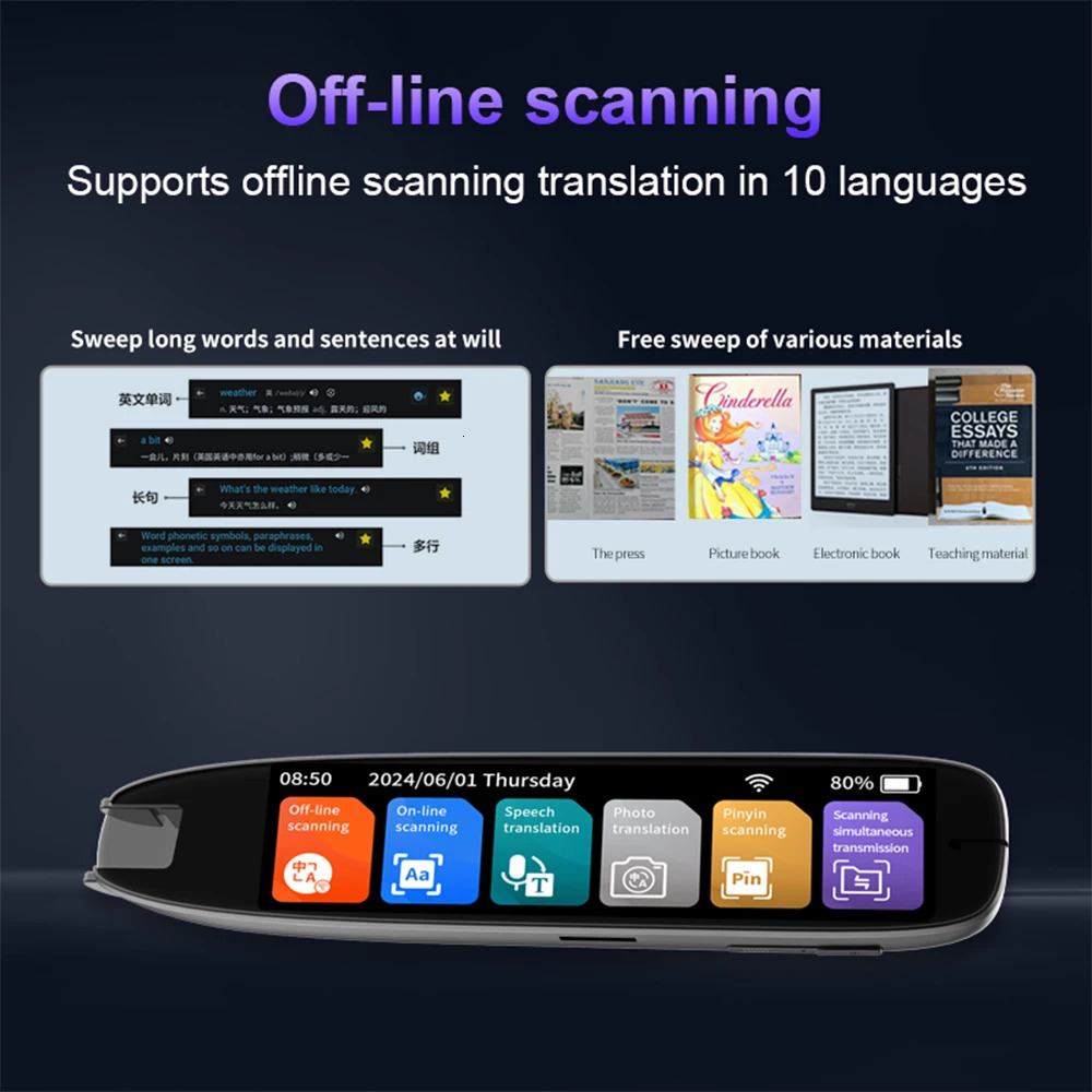 S65pro Dictionary Translation Pen Scan Reader Device Text Scanning Reading Translator WiFi/BT Connection Online Po Translate 250320
