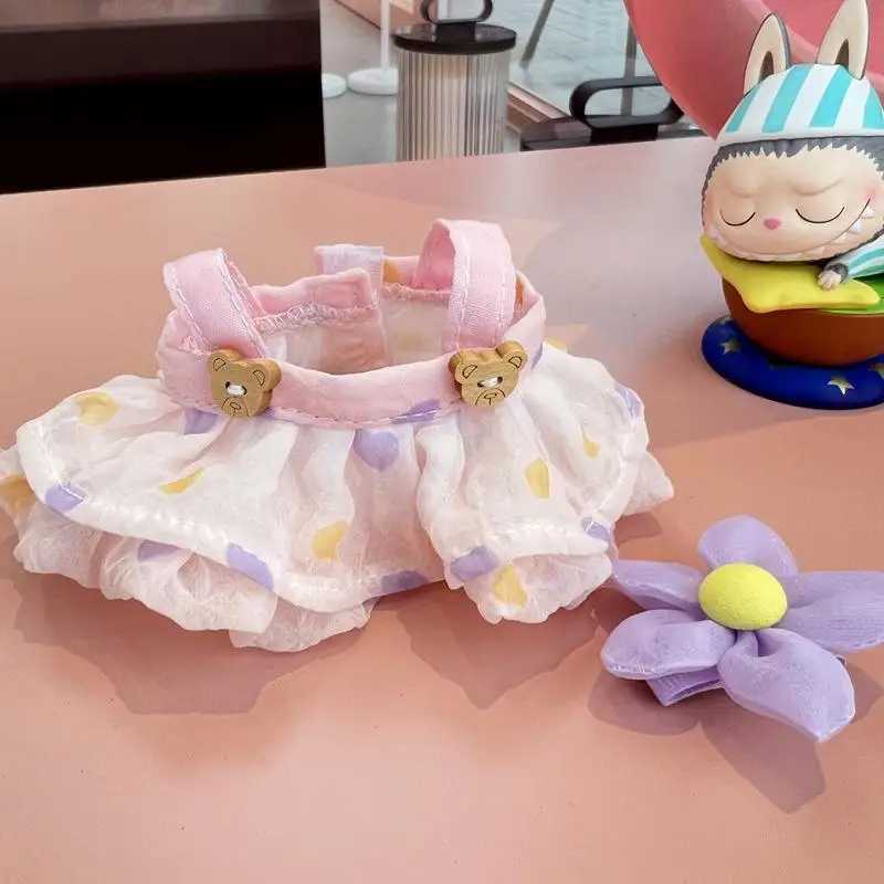 17cm Cute Mini Plush Doll Clothing Accessories Labubu II Idol Doll Flower Fairy Wedding Dress DIY Childrens GiftXJ250324
