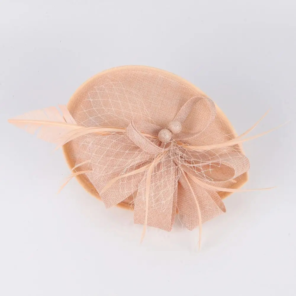 Female charming hat s Sinamay feather tea party Pillbox flower derby 250322