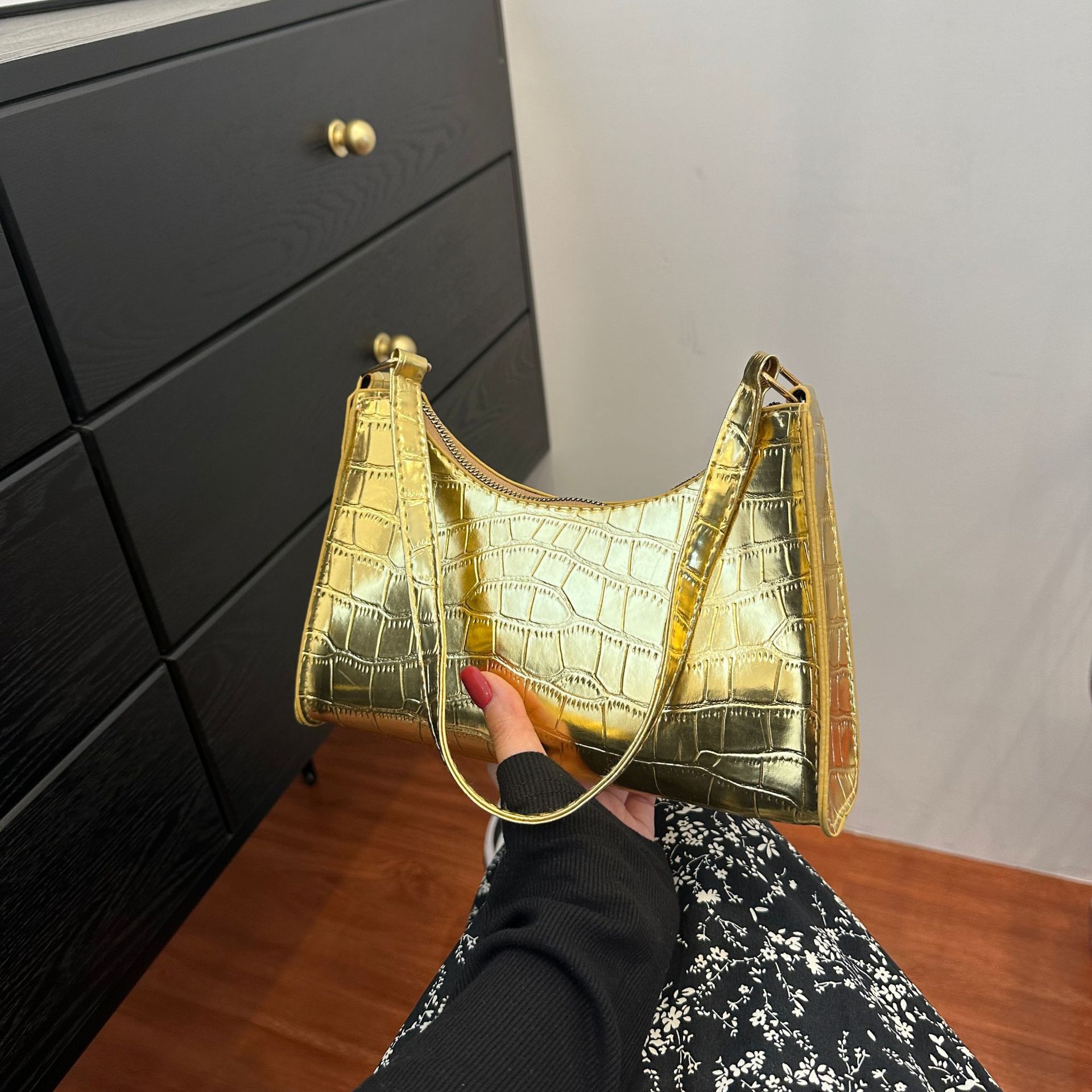 Women's shoulder bag embossed underarm bag Summer trend new stone candy colored hand