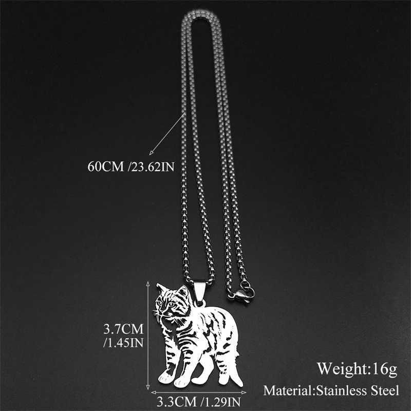 Kaii Doll Cat Pendant Necklace Womens Stainless Steel Gold Silver Glass Pet Kitten Chain Jewelry Gift W250325