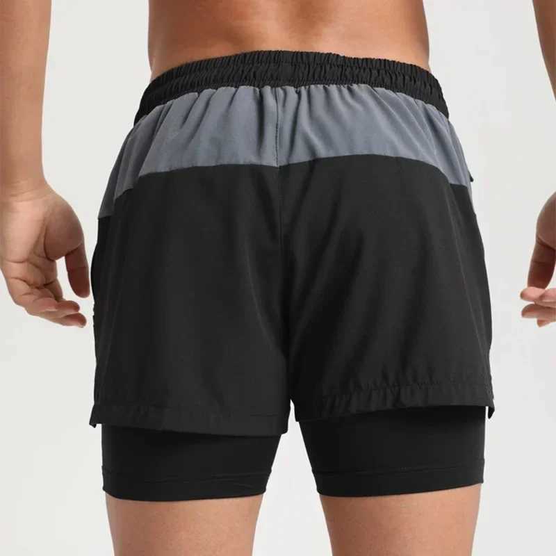 Mens 2-piece double-layer fast drying beach casual shorts for fitness jogging sports short marathon basketball running pants W250324