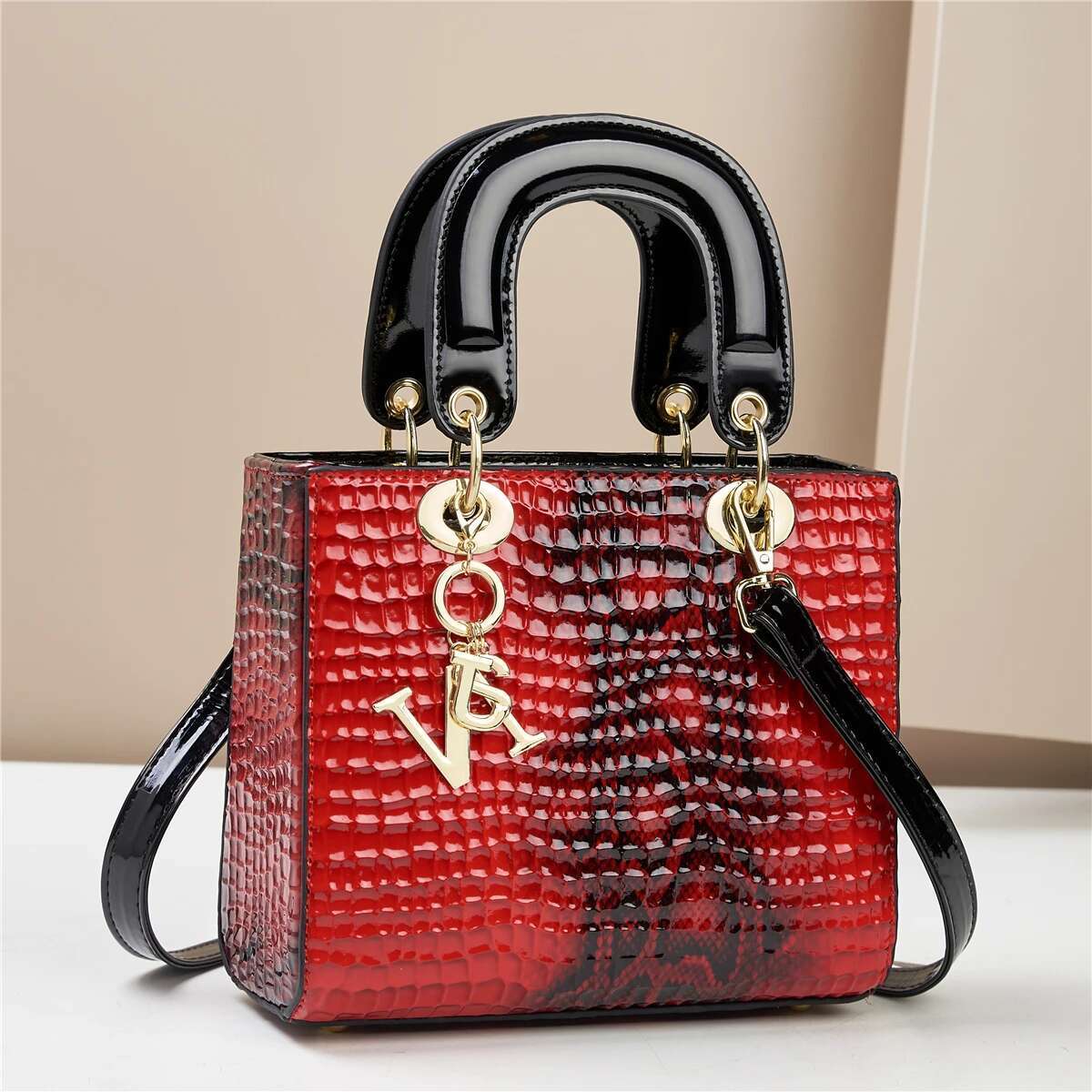 Fashion Gradient High-Grade Alligator Print Women's Handbag, Texture All Matching Travel Single Shoulder Crossbody Bag