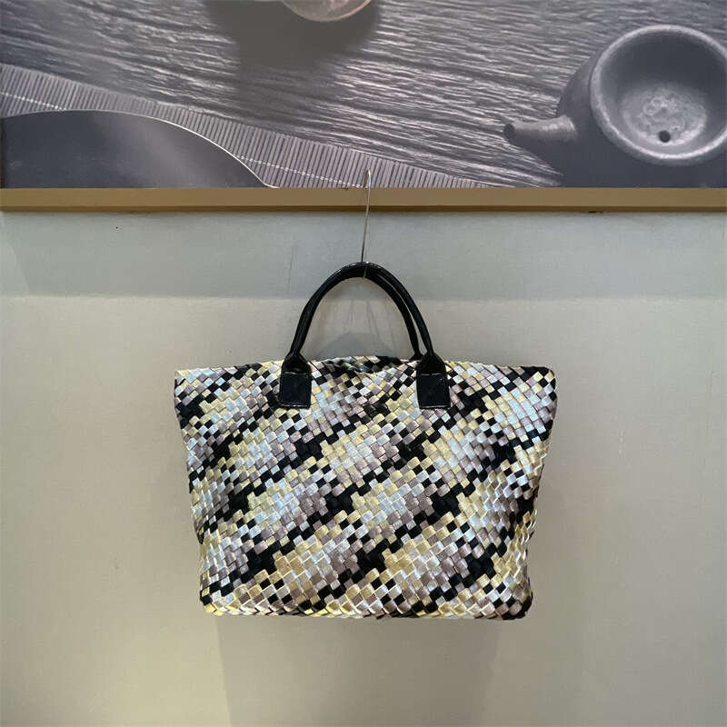 Fashion Striped Women Straw Bag Handbag tote Bags Handwoven Summer Beach Totes Female Casual Top Handle Handbag Shoulder Bag