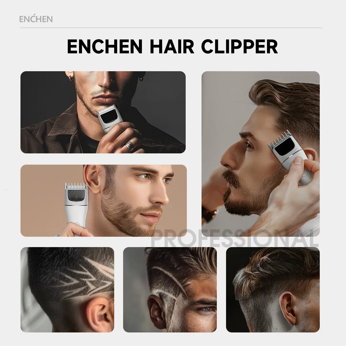 ENCHEN Hair Clipper Hair Trimmer Hair Cutting Machine Beard Shaver Cordless Adjustable Body Trimmer for Men Travel Lock Boost 2 250324