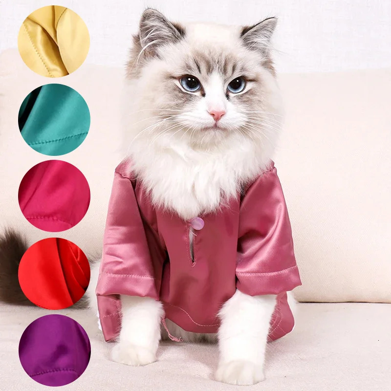 Fashion pet clothing summer shirts cat silk breathable thin non stick fur traditional Chinese 250318