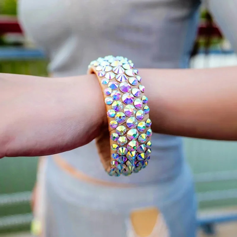 Belly Dance Hand Cuff Diamond Bracelet Jewelry Wristlet Performance Accessories Rhinestone Open Bracelet 250318