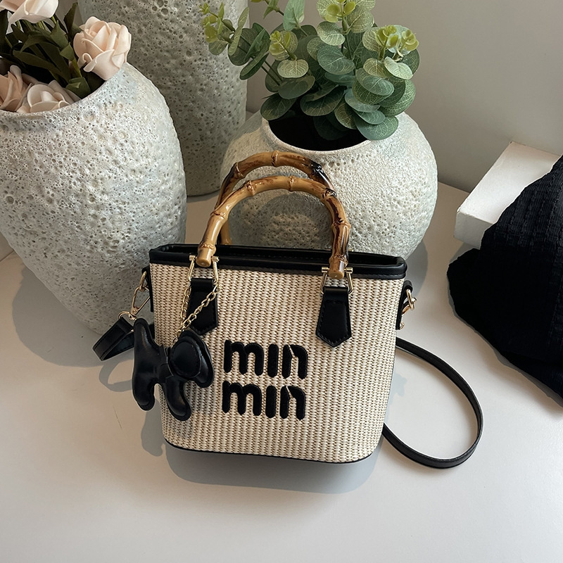 Free Shipping 2025 New Designer Fashionable Commuting Handbag Bamboo Vegetable Basket Single Shoulder Diagonal Cross Bag For Women New Free Delivery D