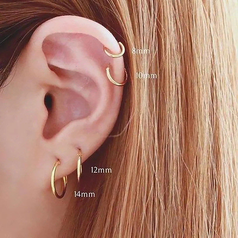 681012mm Stainless Steel Huggie Hoop Earrings Set Stackable 18K Gold Plated Nose Ear Cartilage Piercing Tiny Hoops Sleeper 250313