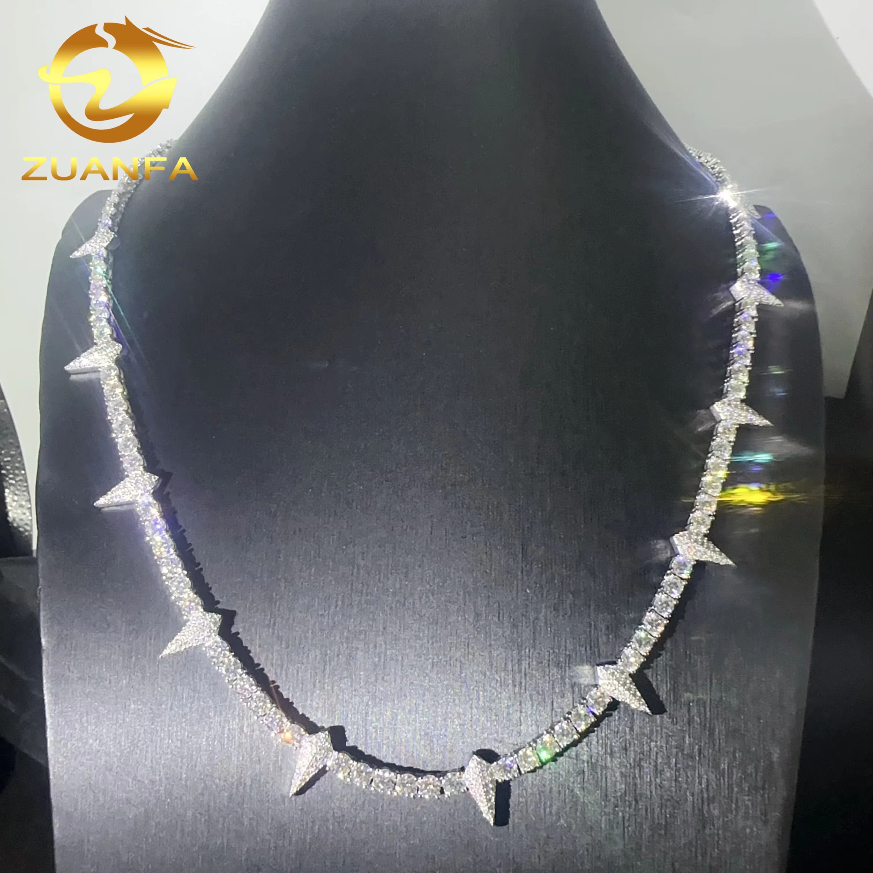 Fashion Design Tennis Necklace Sterling Silver 925 3mm 4mm Width Vvs Moissanite Iced Out Jewelry Hip Hop Diamond Tennis Chain