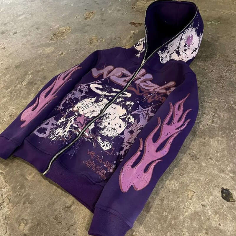 fashion street trendsetters loose trendy letter printed cardigan hooded long sleeved sweatshirt gift for man