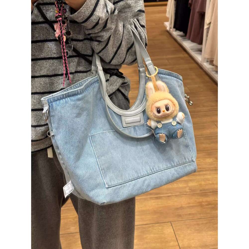 Women's Bags Washed denim tote bag for women new item, niche and high-end, large capacity double-sided underarm bag, handbag