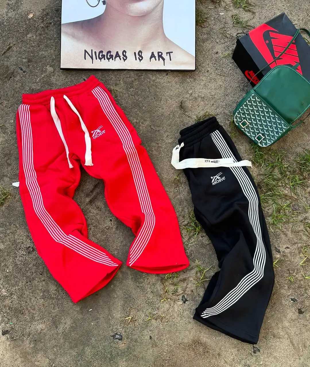 Men's Pants Man Pants Sport Baggy Trousers Men Y2k Streetwear Jogger Hip Hop American Retro Striped Harajuku Tracksuit Embroidered Trendy z250325