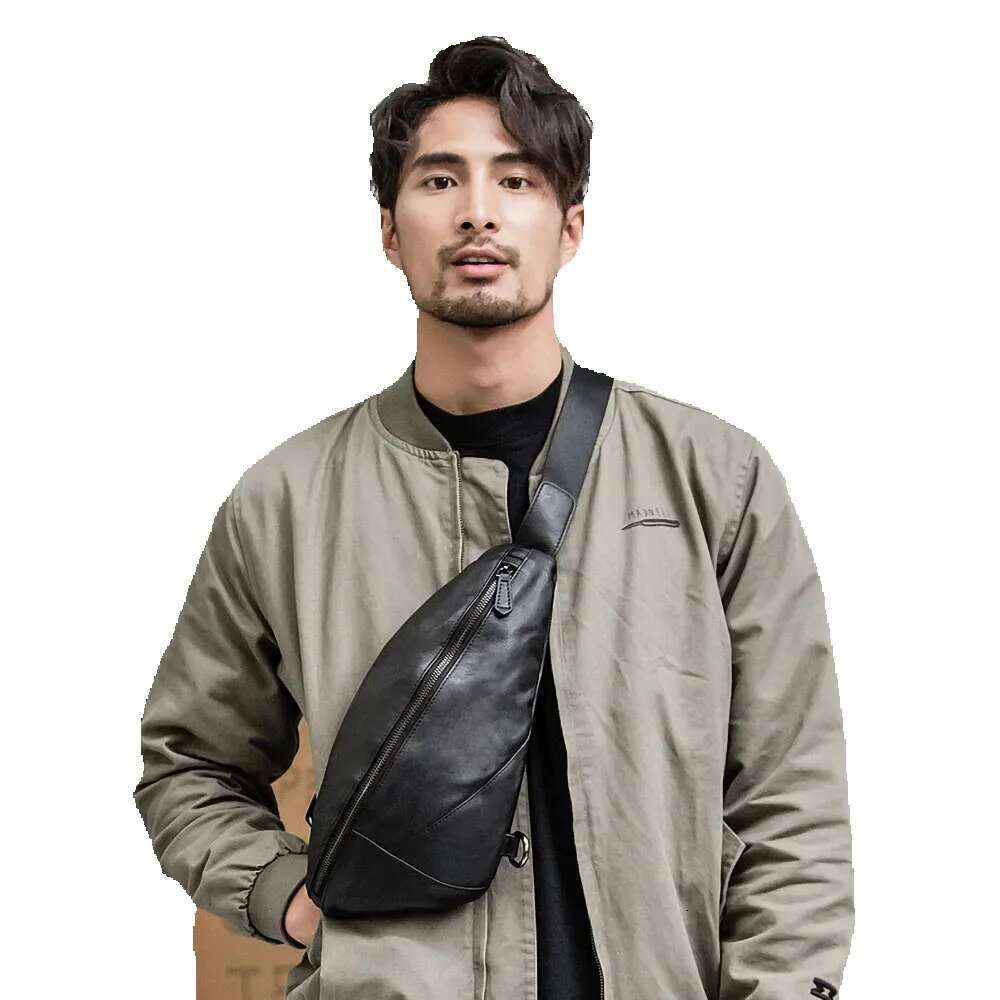 ZRCX Genuine Leather Chest Messenger Shoulder Casual First Layer Cowhide Waist Trendy Men's Bag