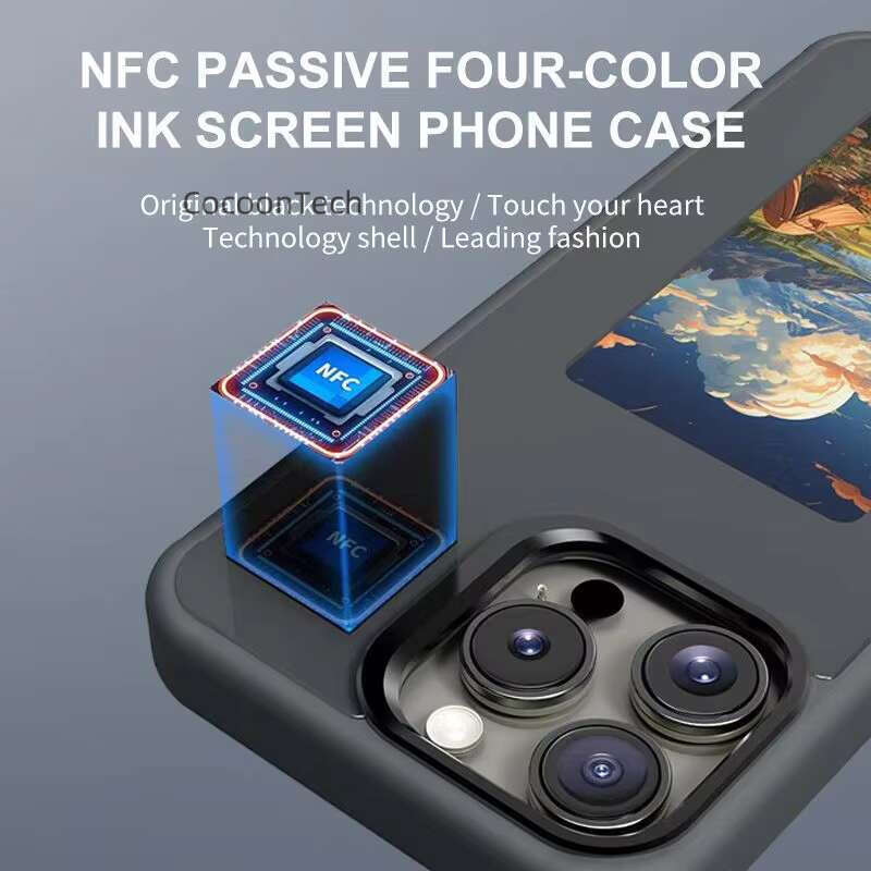 2024 New DIY Pattern Smart Display Electronic Ink Screen NFC Phone Suitable for iPhone 15 Pro Max 16 Plus Case